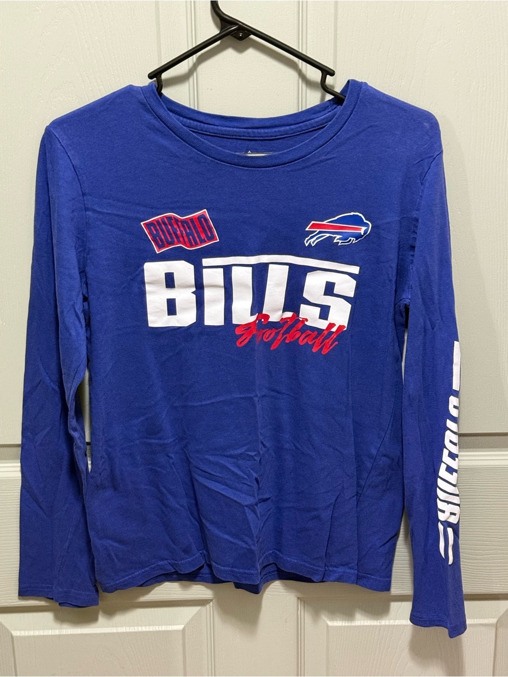NFL Buffalo Bills Long Sleeve Tee in Royal Blue with White & Red Graphics